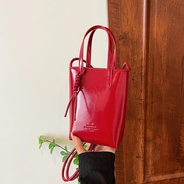 Mini sac à bandoulière en cuir Pu rouge pour femmes, tendance d'été, pochette pour téléphone portable, motif de lettres, petit sac à main 2025 1