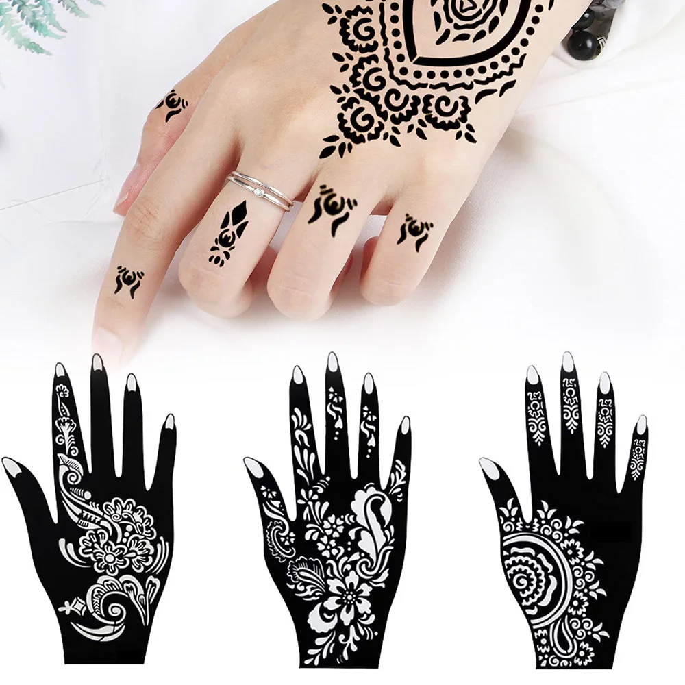 6pcs/set Body Painting Henna Tattoo Stencil Temporary Hand Tattoo Diy Body Art Paint Sticker