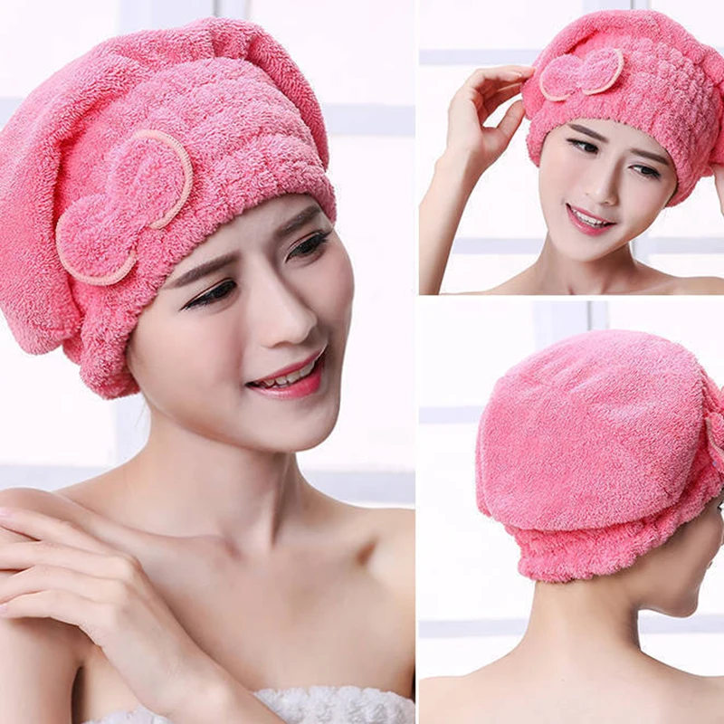 Microfibre Quick Hair Drying Bath Spa Bowknot Wrap Towel Hat Cap for Bath Bathroom Accessories Shower Cap for Women Hair microfiber towel shower cap dry hair cap