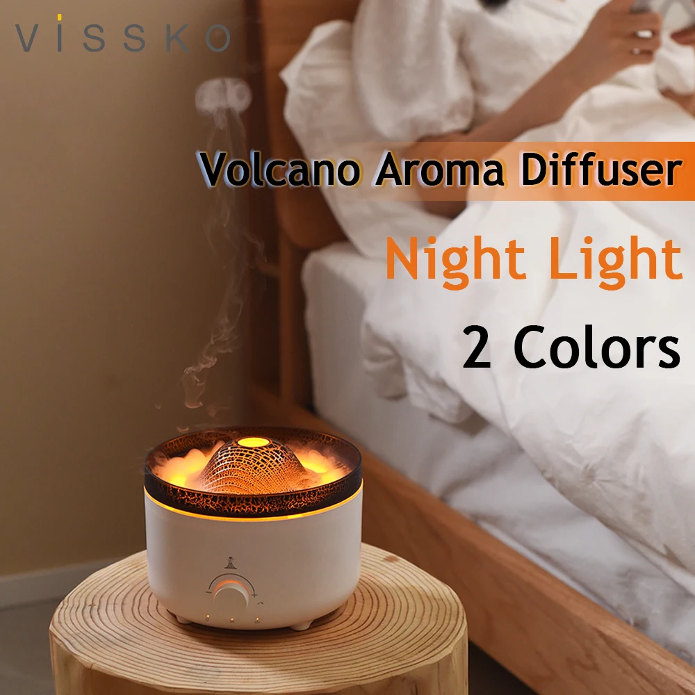 

Vissko 560ml Volcanic Flame Humidifiers Air Aroma Diffuser Essential Oils For Bedroom Home Purifier Humificador