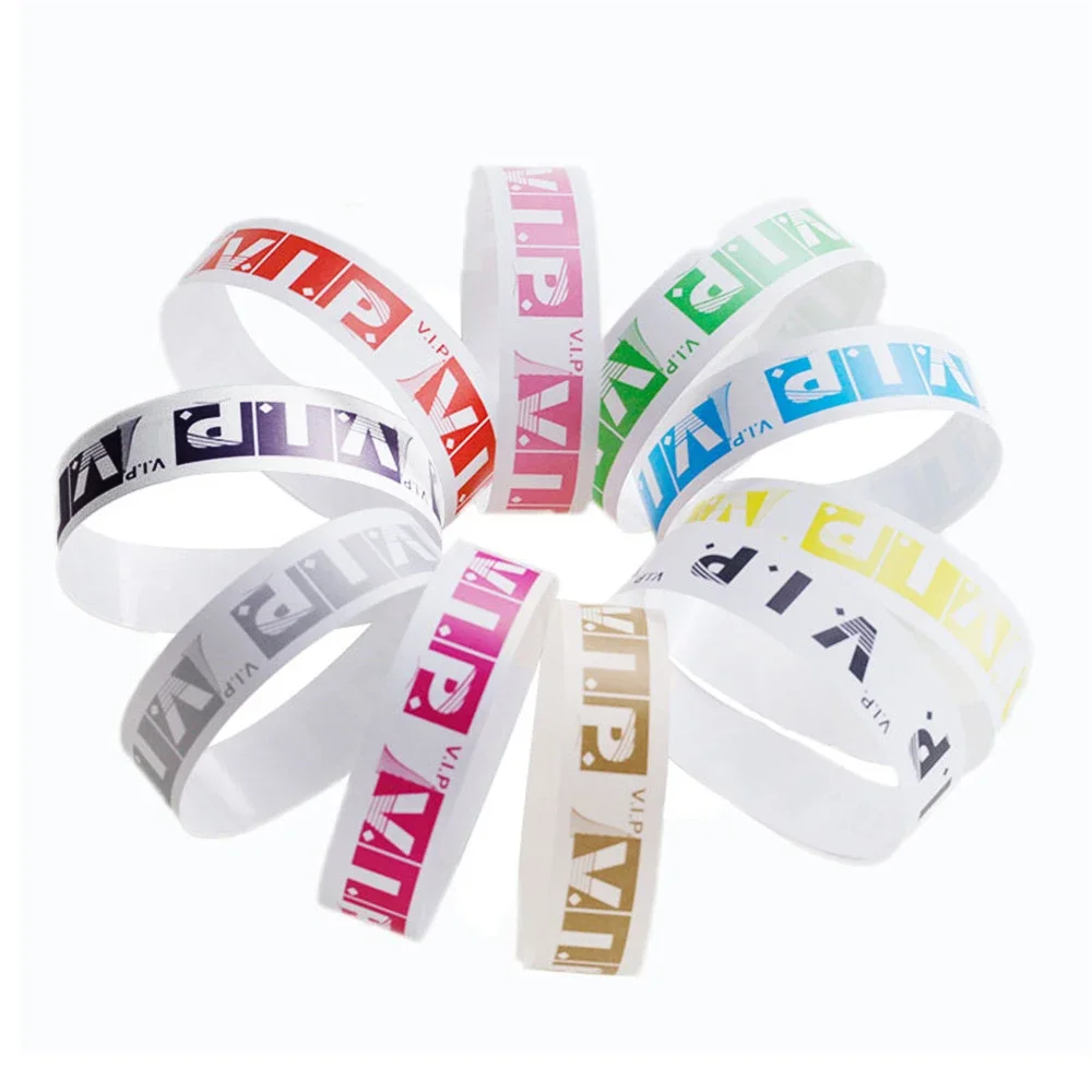 100/200pcs Party Paper Bracelet Synthetic Paper Plastic Wristbands Sticky Wristband Painting Pattern Party Wristbands Waterproof Paper Wristbands Cloth Wristbands