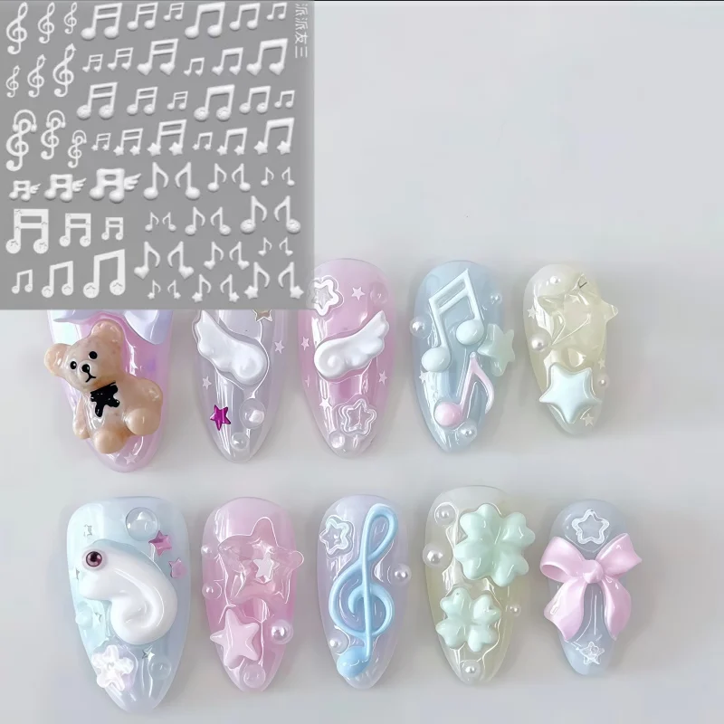 Cute Cartoon Note Mini Wings Fish Board 3D Nail Art Decor Silicone Mold One Piece Nail Art Stamping Mold