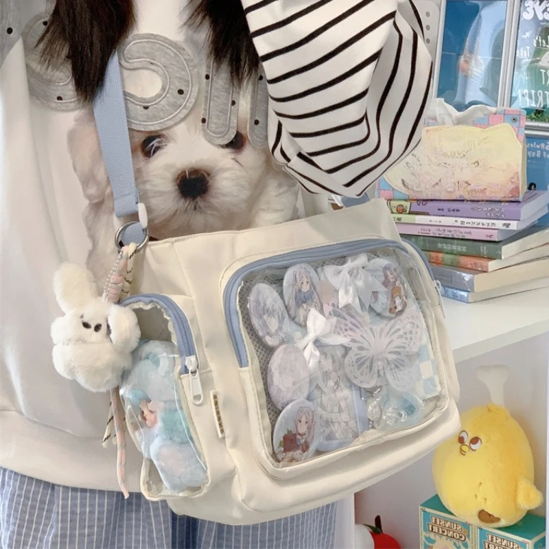 Trendy Transparent Crossbody Bag for Girls Large Capacity Shoulder Bags Fashionable School Style Texture and Versatile Ita Bag - 3