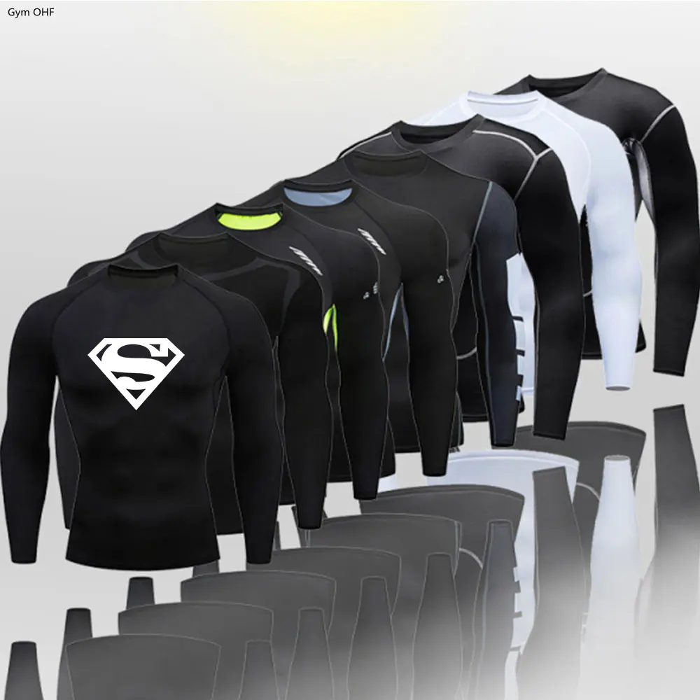 MMA Rashguard Men's T Shirt High Quality Gym Training Fitness Superhero  Compression Shirts Quick Dry Jogging Running T-Shirt Men