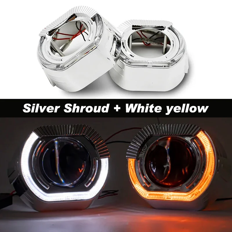 Car Headlight shrouds 2.5 Inch 3 Inch integrated Shroud Cover LED Angel Eyes for Projector Lens Headlight Decoration Accessories