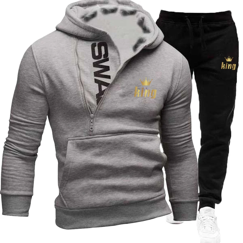 Fashion Men Personalized Printed Letter Hoodie Set Casual Hoodie Sports Top Sports Pants Autumn Men's Sports Set