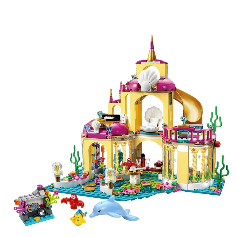 FIT 41063 Disney Princess Ariel's Undersea Palace Castle Mermaid Undersea Palace Elsa Building Blocks Friends Bricks Toys Girl toy building blocks