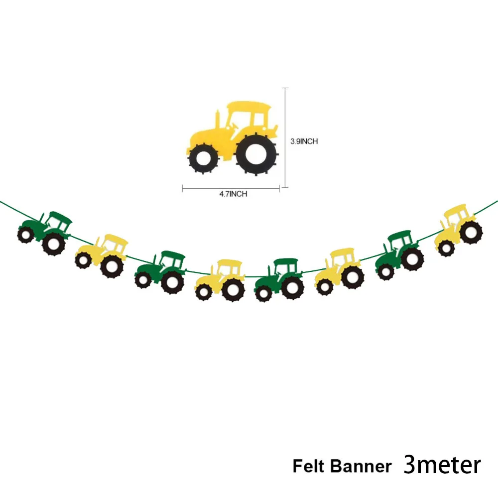 Farm Tractor Birthday Party Supplies Set: Green Tractor Plates, Cups & Napkins