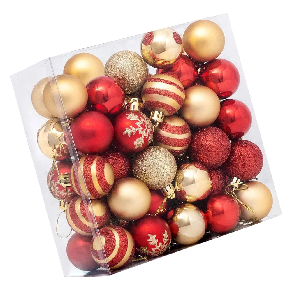 

Red Plastic Christmas Tree Ornaments - 50Pcs, Shatterproof, Xmas Red Gold Baubles, Holiday Decorations