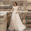 Exquisite Wedding Dresses For Women 2024 A Line Gentle Sexy Lace Applique Tulle Bridal Gowns Graceful Long Sleeve Vestido Custom 3