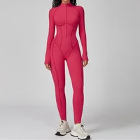 TRY TO BN Gym Jumpsuit Half Zipper Sports Stripe Fitness Bodysuit One-Piece Workout Activewear Tights Woman Suits Yoga Clothing - Image 5