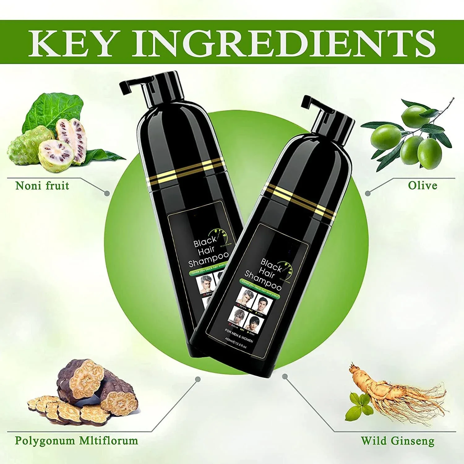 400ml 1pcs Plant Hair Dye Dyeing and Protecting One Covering White Hair Combing Black Men and Women Natural Black Dyeing Cream 3