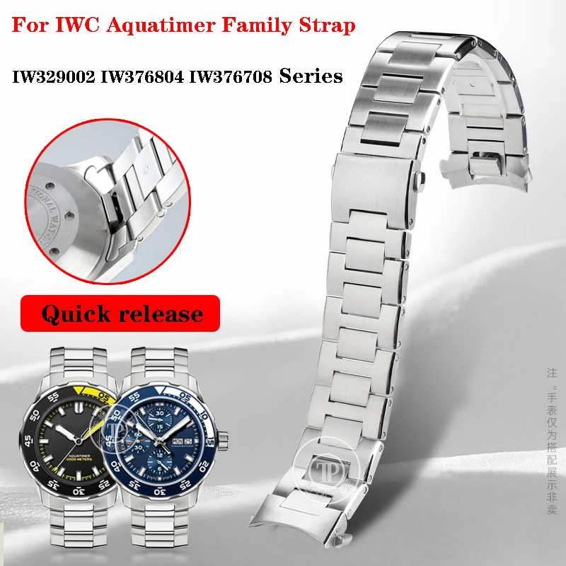 

Solid Fine steel Watchband 22mm For IWC Aquatimer Family IW329002 IW376804 IW376708 Men's Watch strap Quick release watch chain