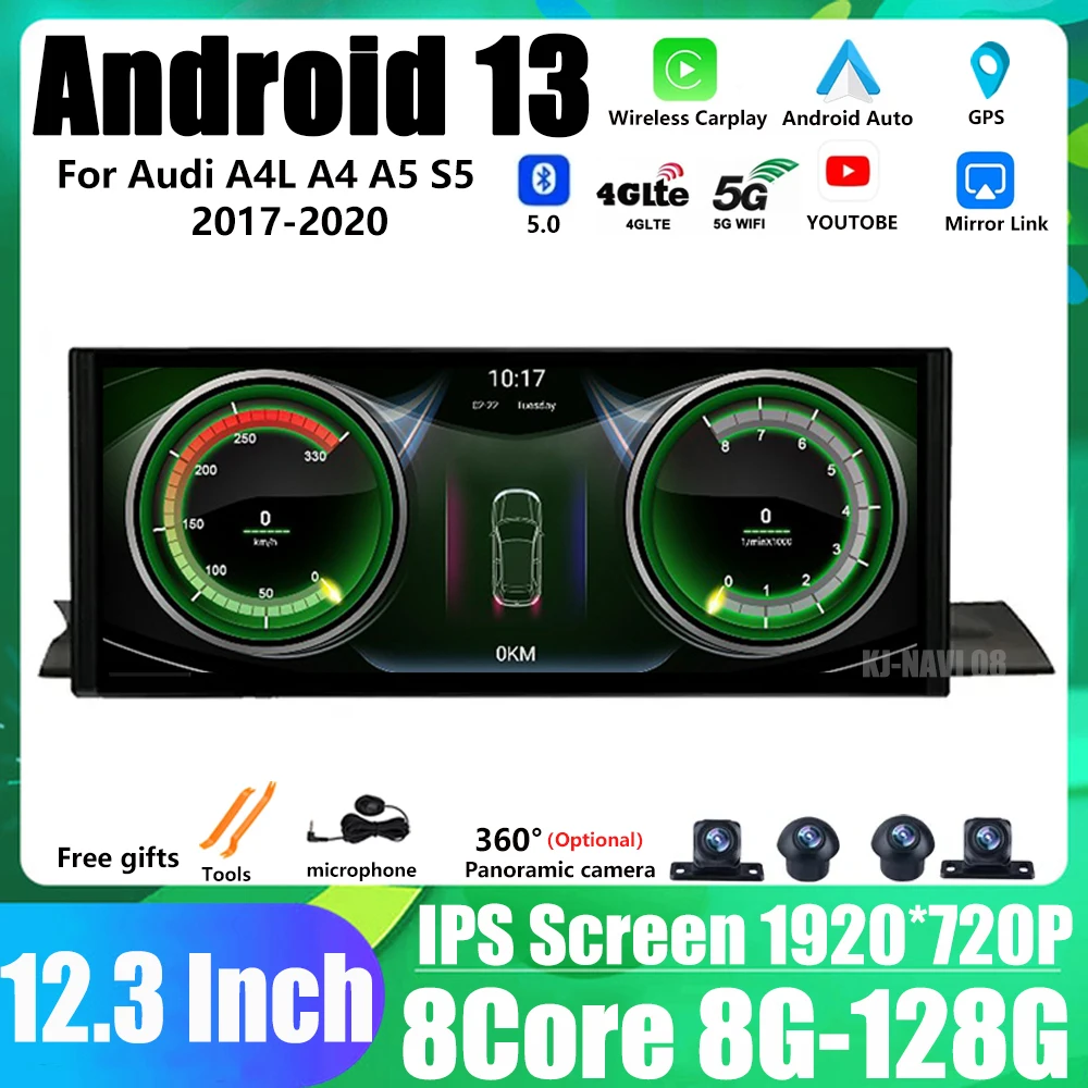 

Android 13 For Audi A4L A4 A5 S5 2017-2020 12.3" Stereo Car Multimedia GPS Wireless Carplay Android Auto 4G Wifi