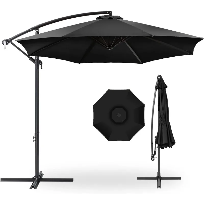 

Best Choice Products 10ft Offset Hanging Market Patio Umbrella w/Easy Tilt Adjustment, Polyester Shade, 8 Ribs for Backyard