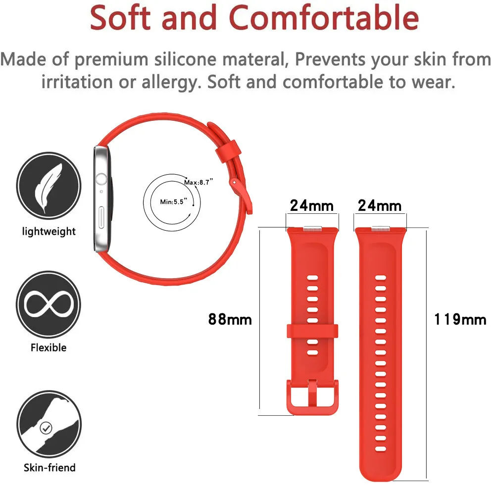 Enhanced Silicone Watch Strap with Case and Screen Protector