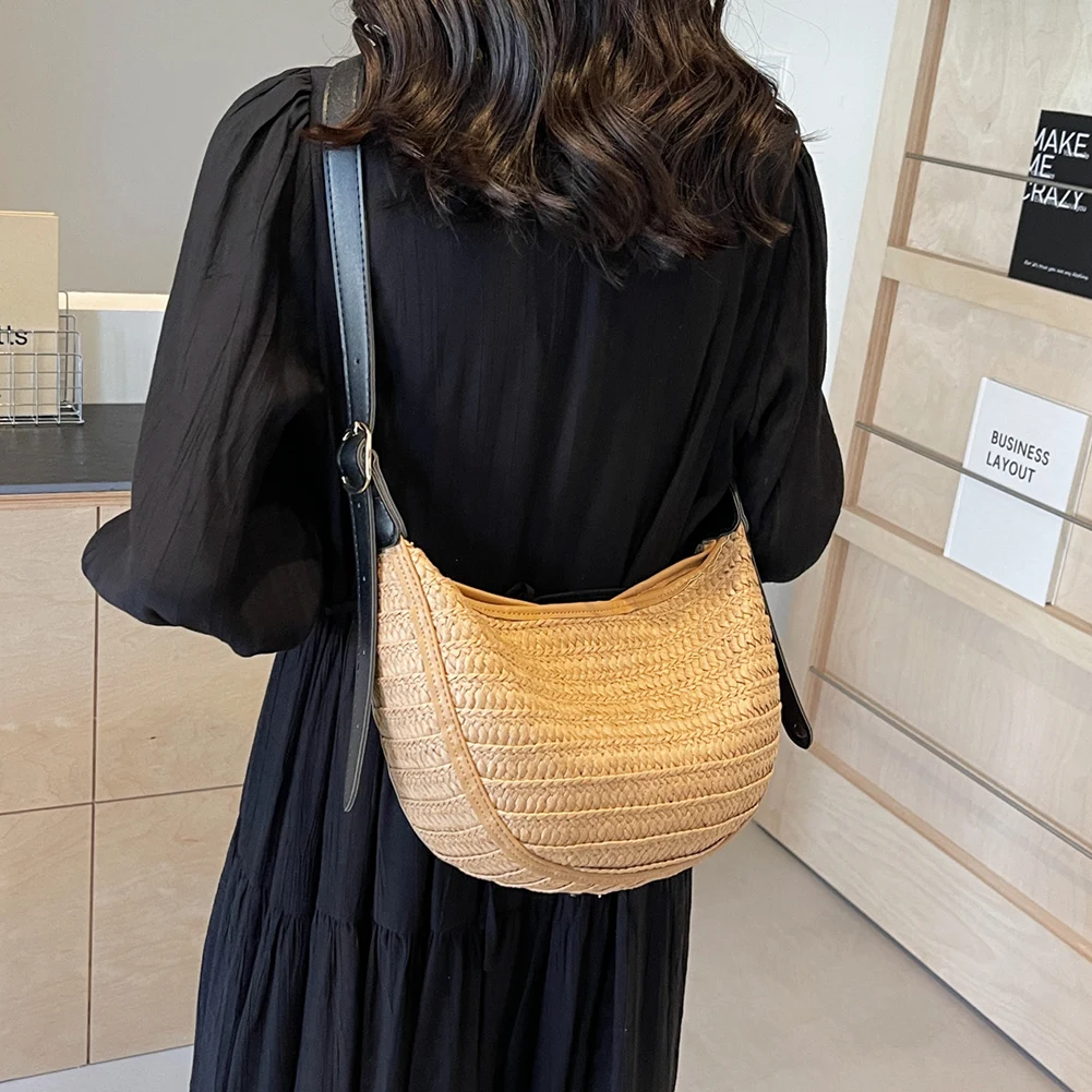 Summer Straw Bag for Women Trendy Woven Straw Shoulder Bags
