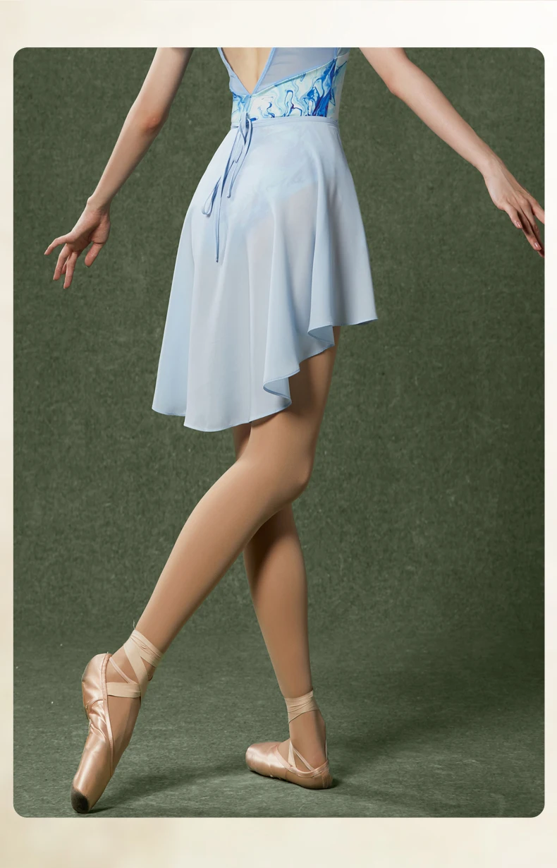 Ballett-Tanzrock mit Schnürung, einteiliger Rock für Tanzstudenten, Kunstprüfungen, Body-Lotusblatt-Gaze-Rock, Chiffon-Rock, Strumpfhosen, Lehrerrock – Detail 14