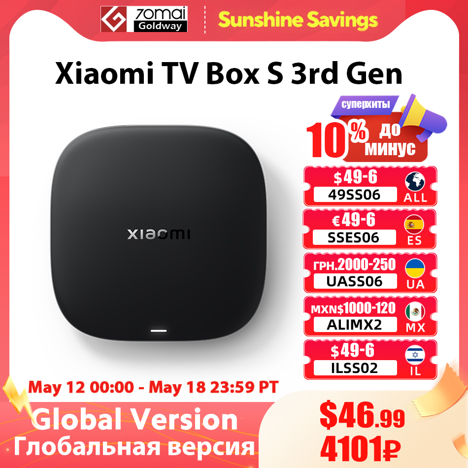 Global Version Xiaomi Mi TV Box S 3rd Gen 4K UHD Bluetooth 5.2 Wifi6 2GB 32GB Google TV Google Assistant Smart Media Control