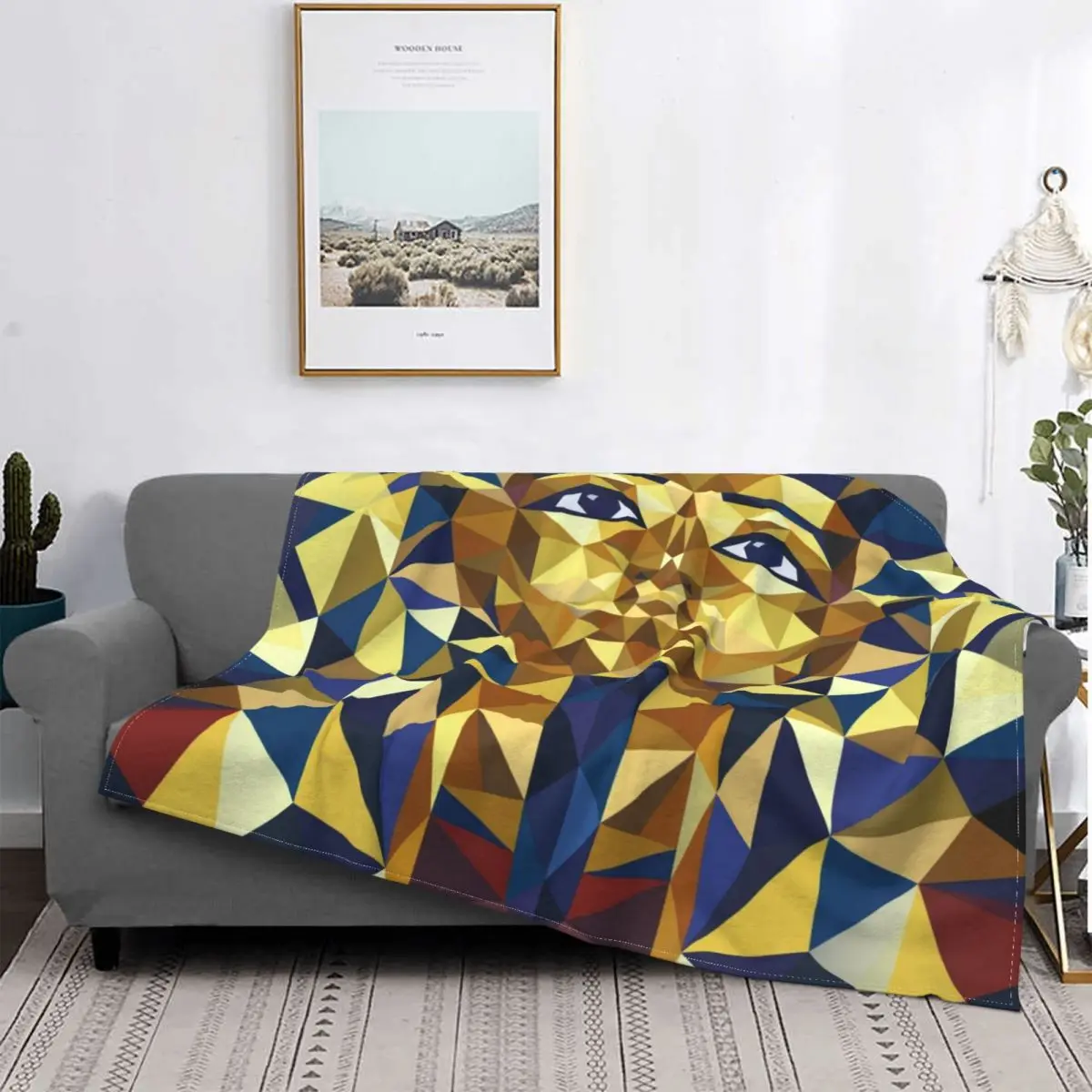 

Golden Tutankhamun Blanket Egyptian Egypt Ancient Bedspread Super Soft Quilt Sofa Bed Fleece Travel Fluffy