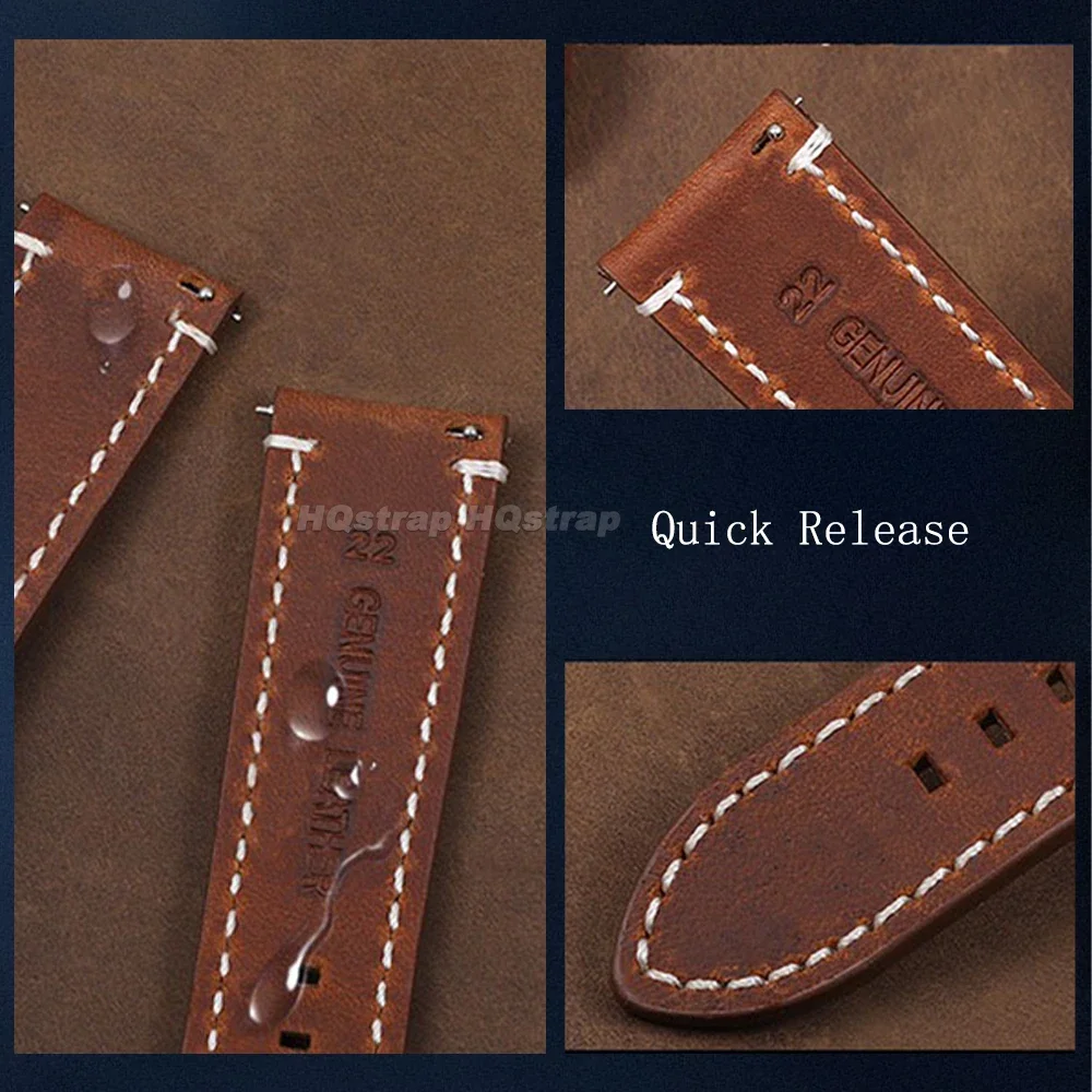 Vintage Soft Leather Watch Band – Retro Style with Quick Release