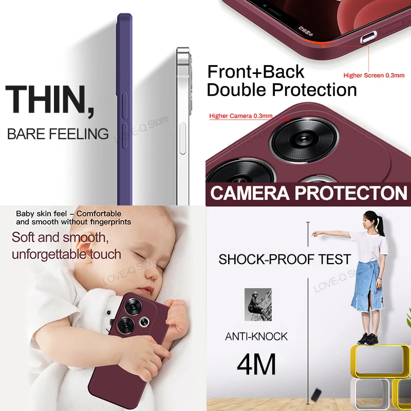 Enhanced Liquid Silicone Protective Phone Case - Square Design, Soft TPU Back Cover