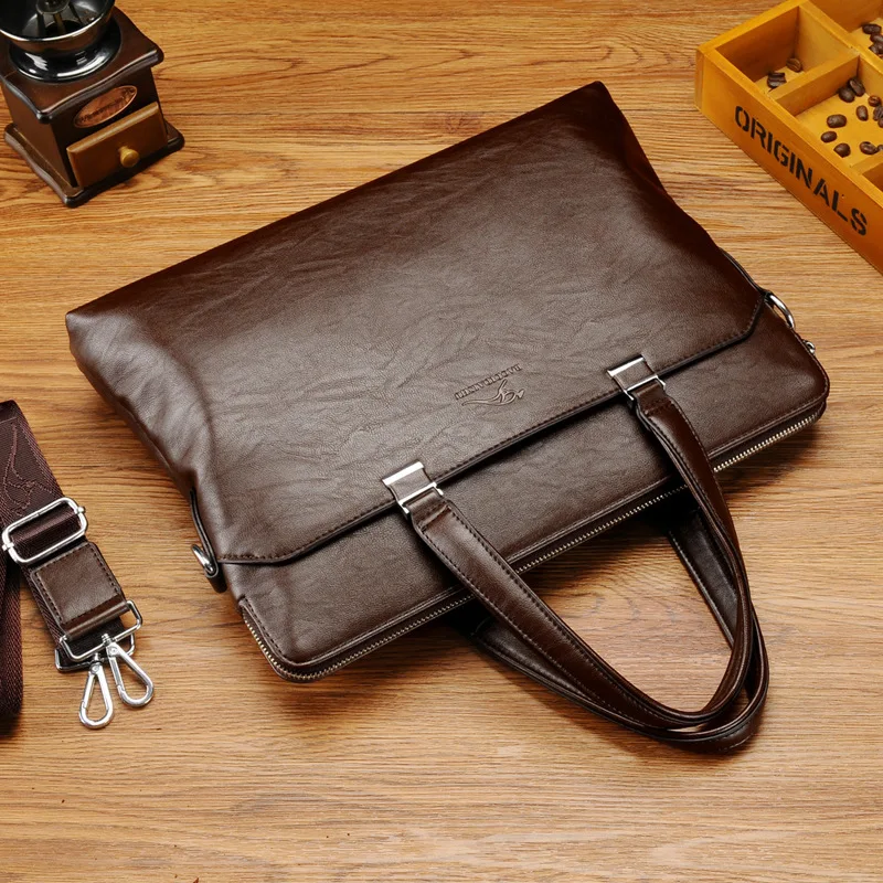 Luxury Men's Leather Briefcase Large Capacity Handbag Office Shoulder Messenger Bag Business Male Laptop Tote Bag