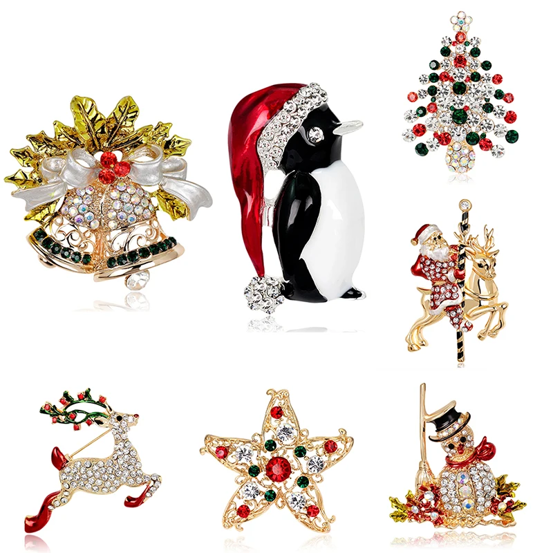 Rinhoo Weihnachten Emaille Pinguin Schneemann Hüte Brosche Pins Weihnachten Socken Tier Pinguin Insekt Handschuhe Neujahr Geschenk Schmuck