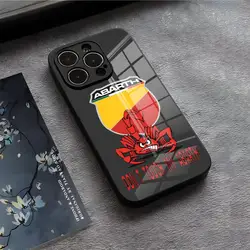 Premium Italy Car Abarth Black Glass Phone Case - iPhone 15 Plus (Black1)