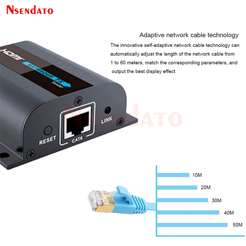 LKV372A 50M HDMI Network Extender Sender Transmitter & Receiver Over RJ45 Cat6/Cat7 Single Transmission For DVD PS3 Projector