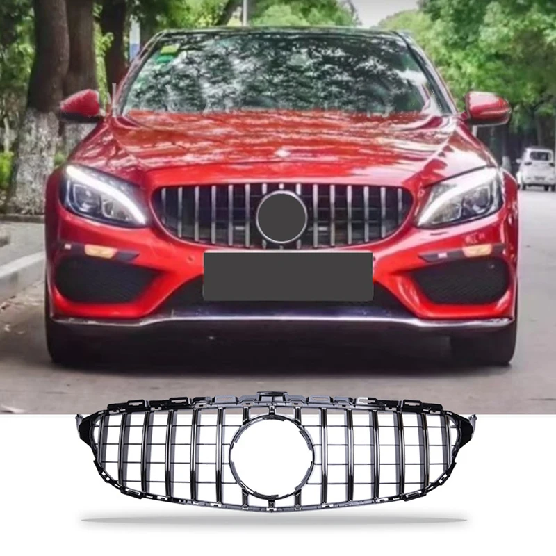Передняя решетка гоночного гриля, сетка, аксессуары для настройки для Mercedes Benz C W205 S205 C205 C180 C200 C260 C300 2014-2021 GT Style
