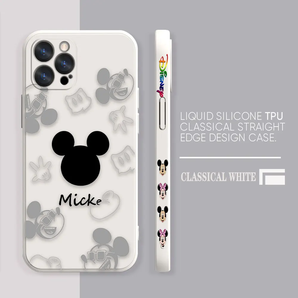 thumbnail image 1 of Case For iPhone 14 13 12 11 Pro XS Max Mini X XR 7 8 6 6S Plus Colour Simple Liquid Silicone Case Anime Cute Mickey Minnie Mouse, 1 of 5