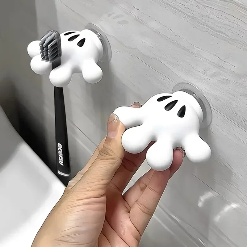 Toothbrush Holder Toothbrush Holder Mickey Palm Cute Bathroom Towel Suction Cup Multi-function Hook Traceless Hook Data Cable Winder