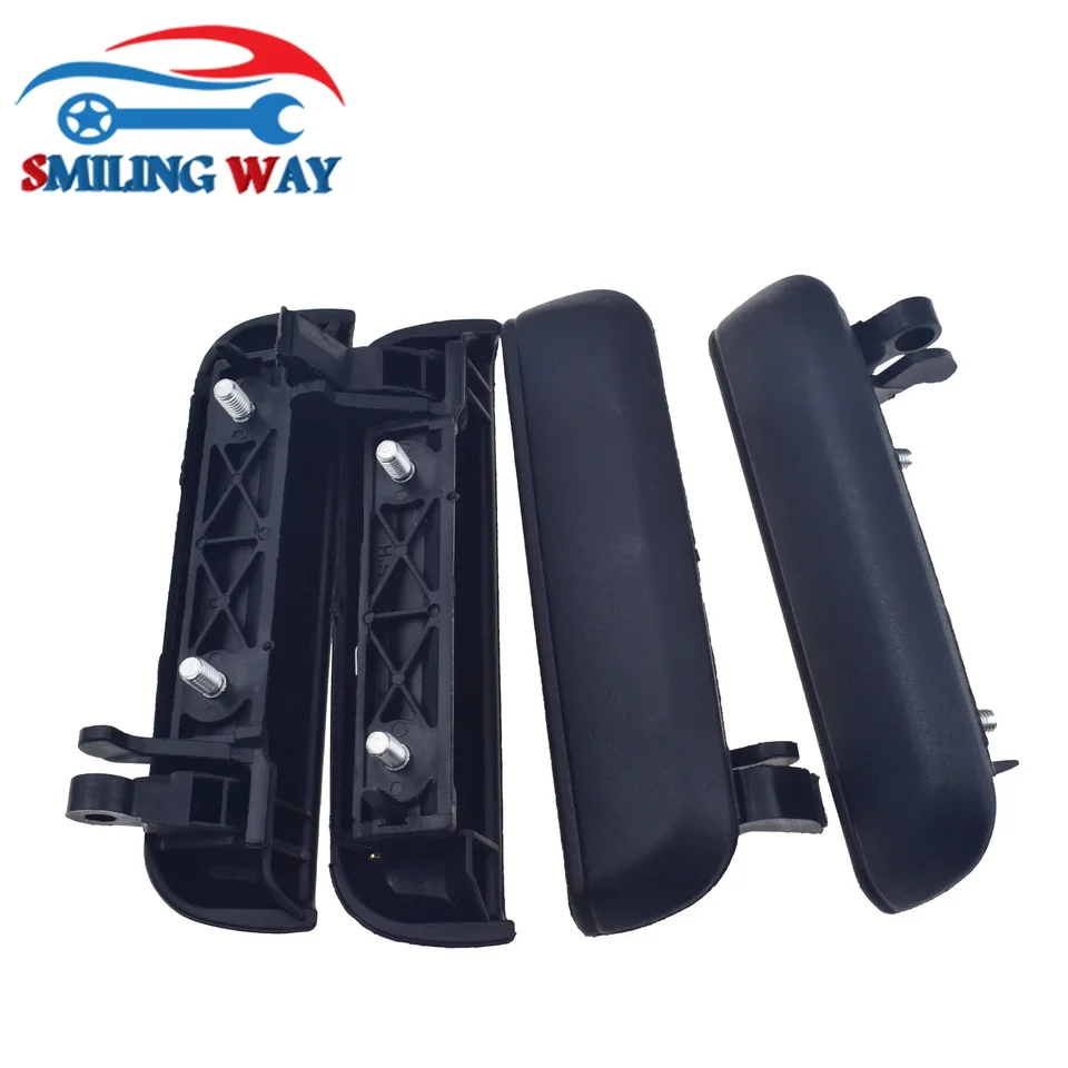 Set Of 2 Front Exterior Door Handles For 1991-1994 Toyota Tercel/Paseo - Black Plastic W/ Key Hole