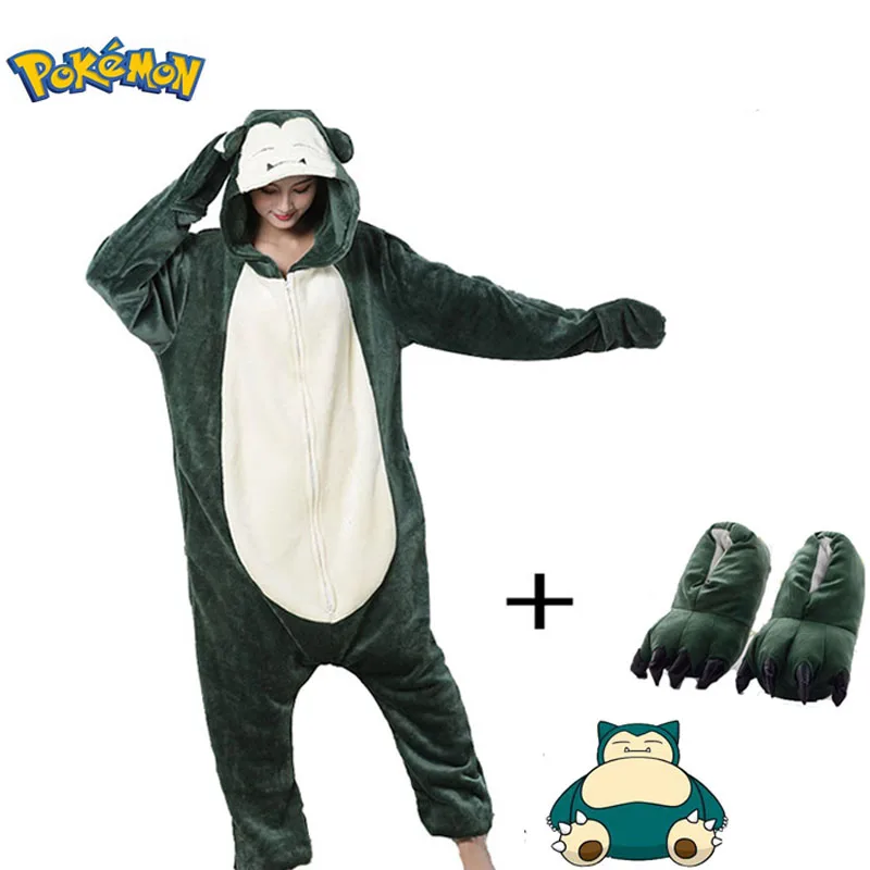 Pijama de Pokémon Snorlax para hombre y mujer, traje de Cosplay para fiesta  de vacaciones, ropa de franela de Anime, pijama de una pieza