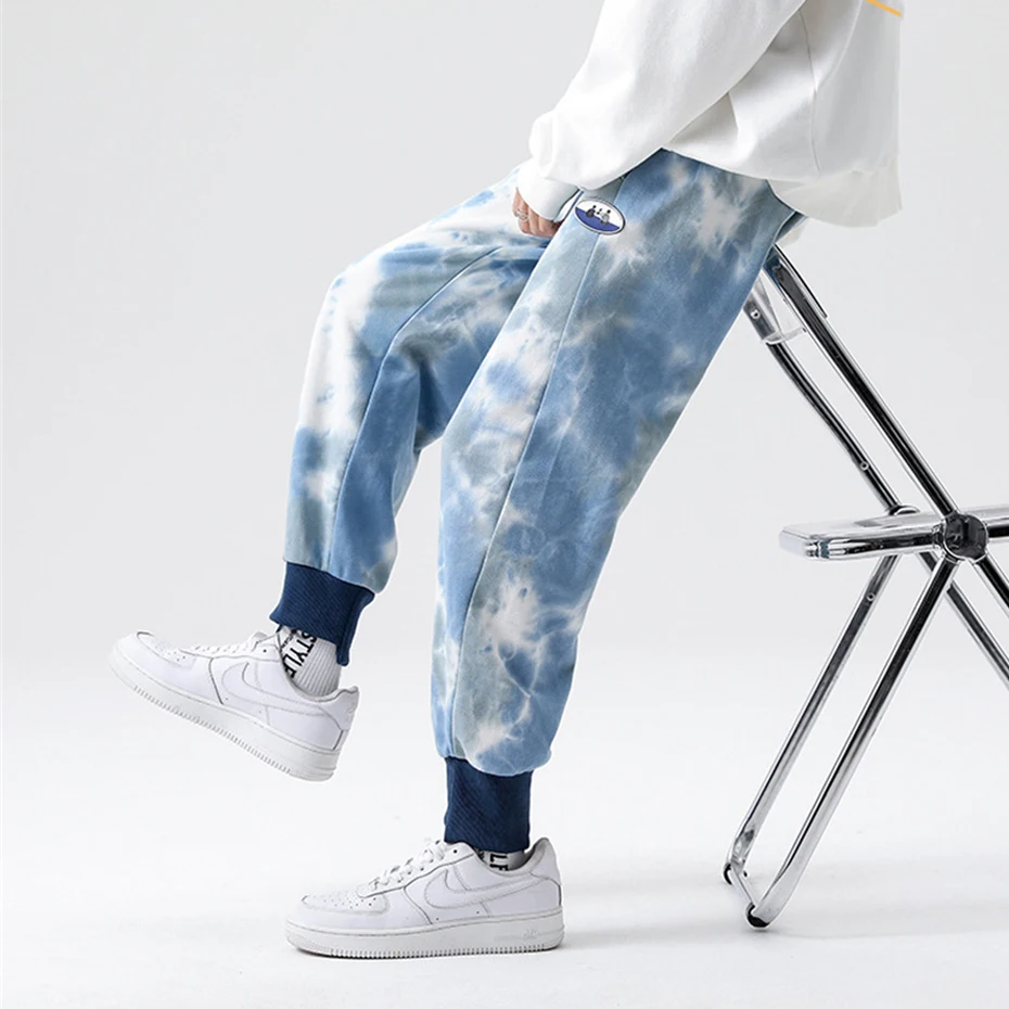 Tie Dyed Joggers Men Hip Hop Streetwear Sweatpants Tie-dye Pants Men Harajuku Trousers Elastic Waist