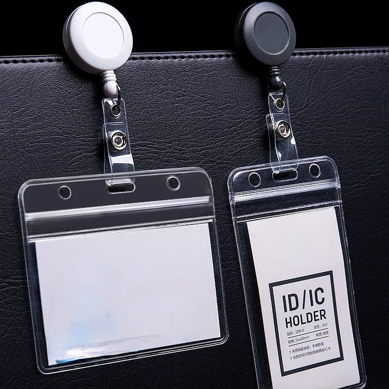 

1PC Credit Visit Bus Credit Card Case Retractable Badge Holders with Reel Clip Porte Bus Pass Case Cover Transparent