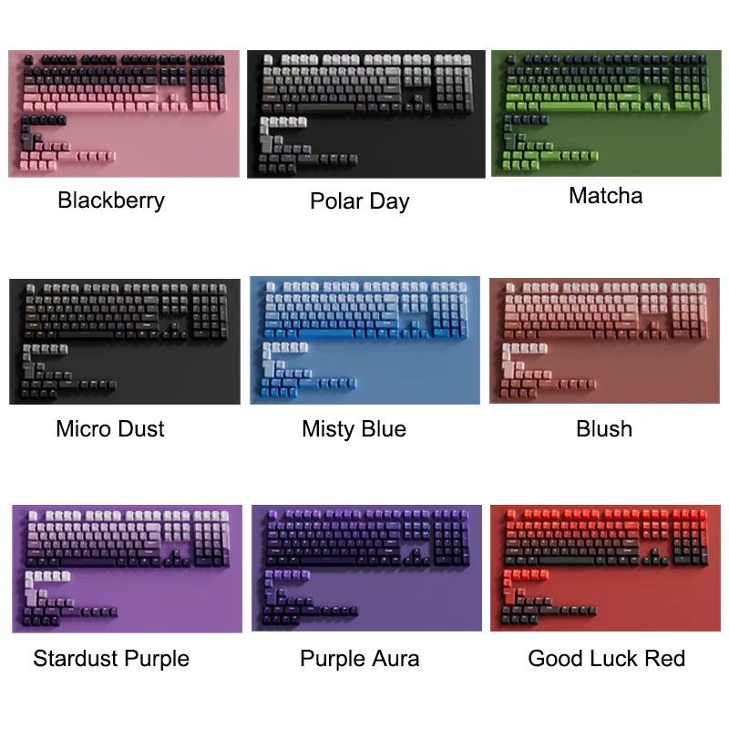 Top-Printed Mechanical Keyboards Keycaps 134-Key PBT Keycaps with Personalized Translucent Gradient Colors Key cap