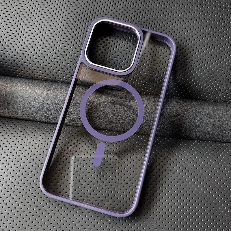 thumbnail image 1 of Metal Frame Case For iPhone 15 14 13 12 11 Pro Max Plus Transparent For Magsafe Magnetic Wireless Charge Lens Protector Cover, 1 of 5