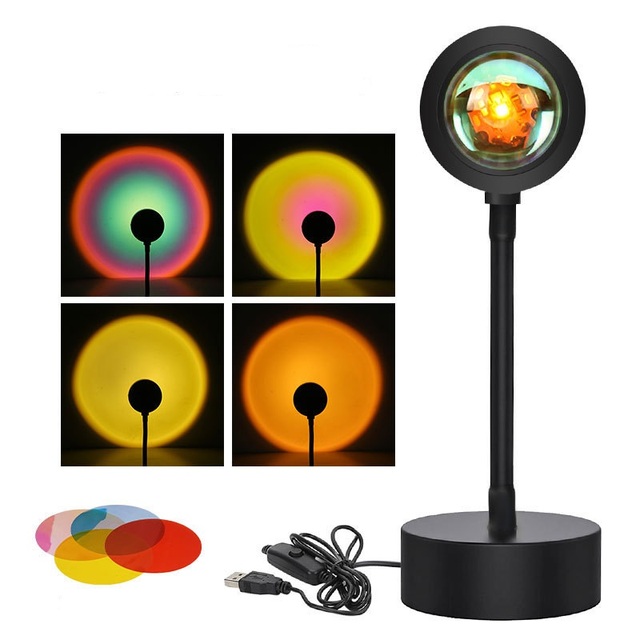 Colors RGB Sunset Projection Lamp APP tmosphere Led Night Light For Home Bedroom Background Wall Deco Photography Lamp