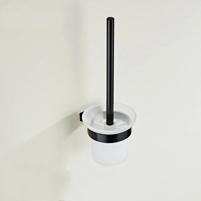 Nail Free Bathroom Accessories Wall Mounted Black Space Aluminum Bathroom Toilet Brush Holder Toilet Cleaning bathroom accessories toilet brush holder