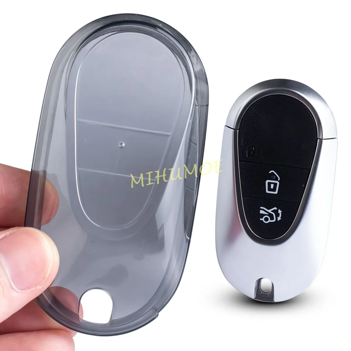 Black Transparent Car Key Fob Case Cover with Keychain Ring