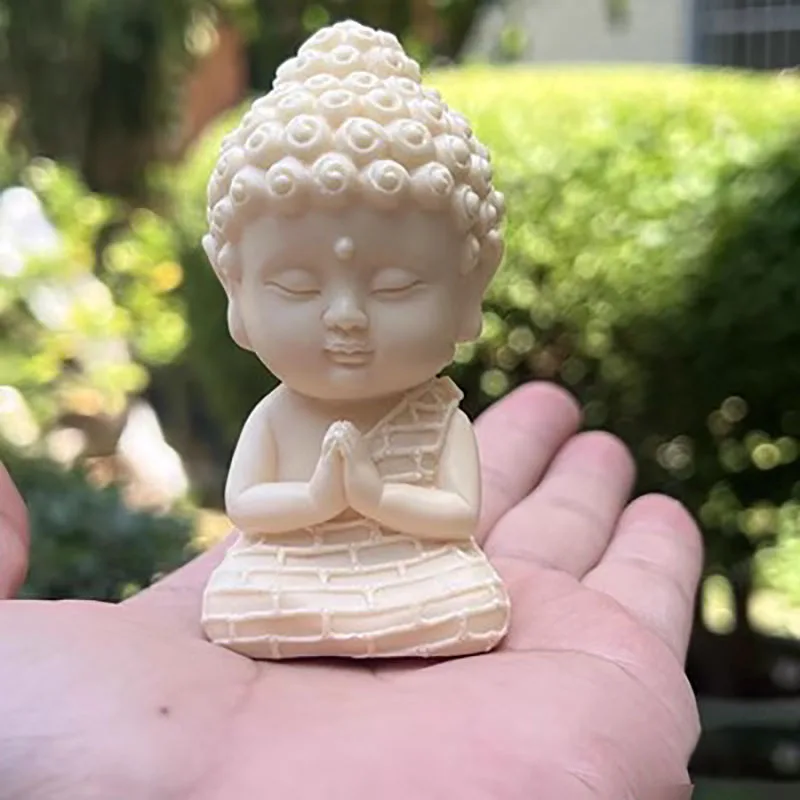 Lotus Tathagata Carved Buddha Statue, Cute Character Model, Home Desktop Decoration Accessories, Gift