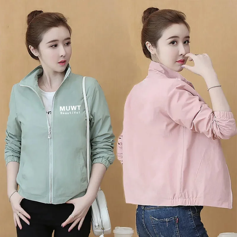 

Women's Jacket Thin Coat 2022 New Autumn Long Sleeve Short Windbreaker Famale Casual Zipper Lightweight Bomber Jacket Outerwear
