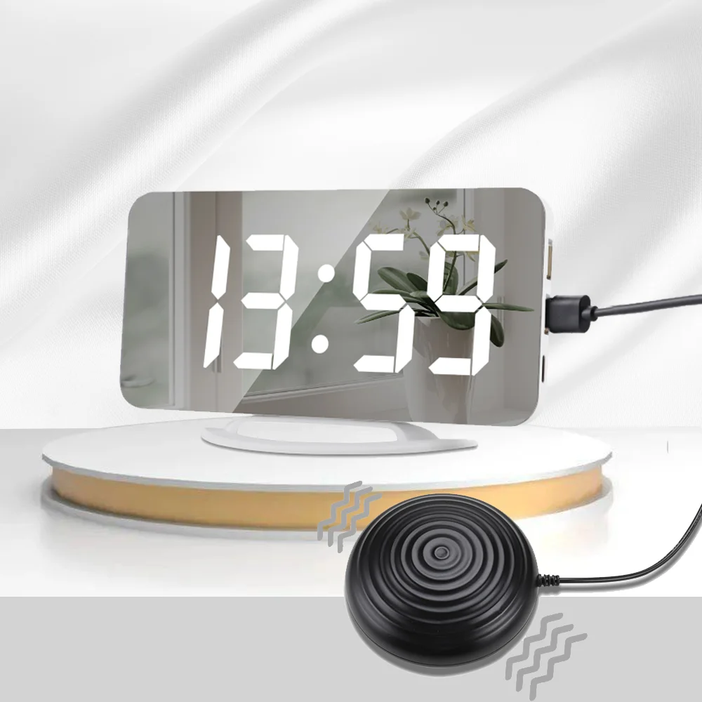 

LED Digital Alarm Clock with Vibrator Snooze Hang on Wall Table Clocks Backlight USB Output Ports For Home House Office Decor