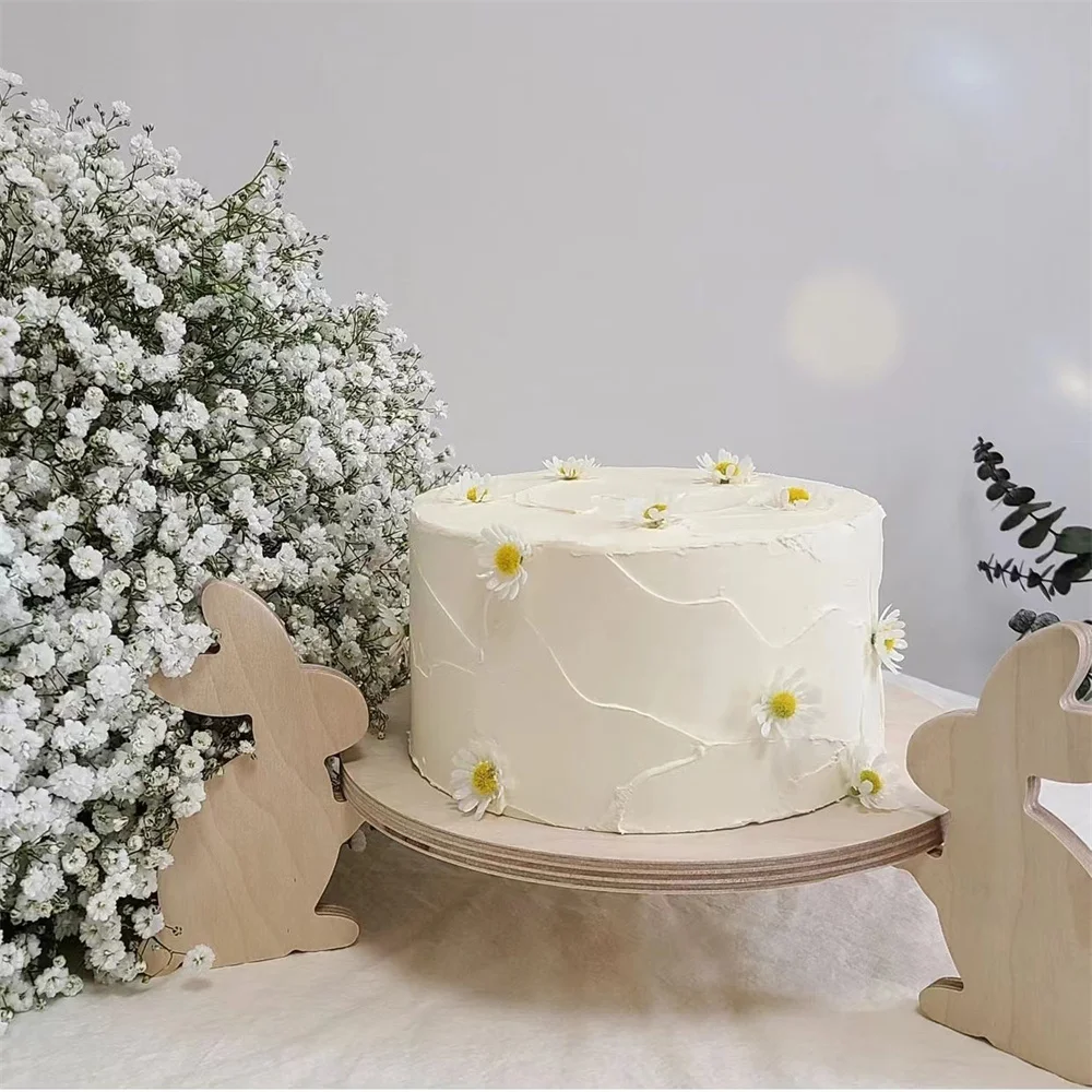 Bunny Rabbit Cake Display Stand Creative Tools Dessert Food Tray Wedding Birthday Cupcake Holder For Children Party Wood Gift