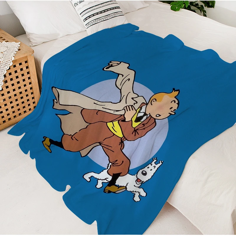 

Digital Print Camping Blanket Sofa Winter Warm T-Tintins Microfiber Bedding Knee Bed Fleece Nap Fluffy Soft Blankets King Size
