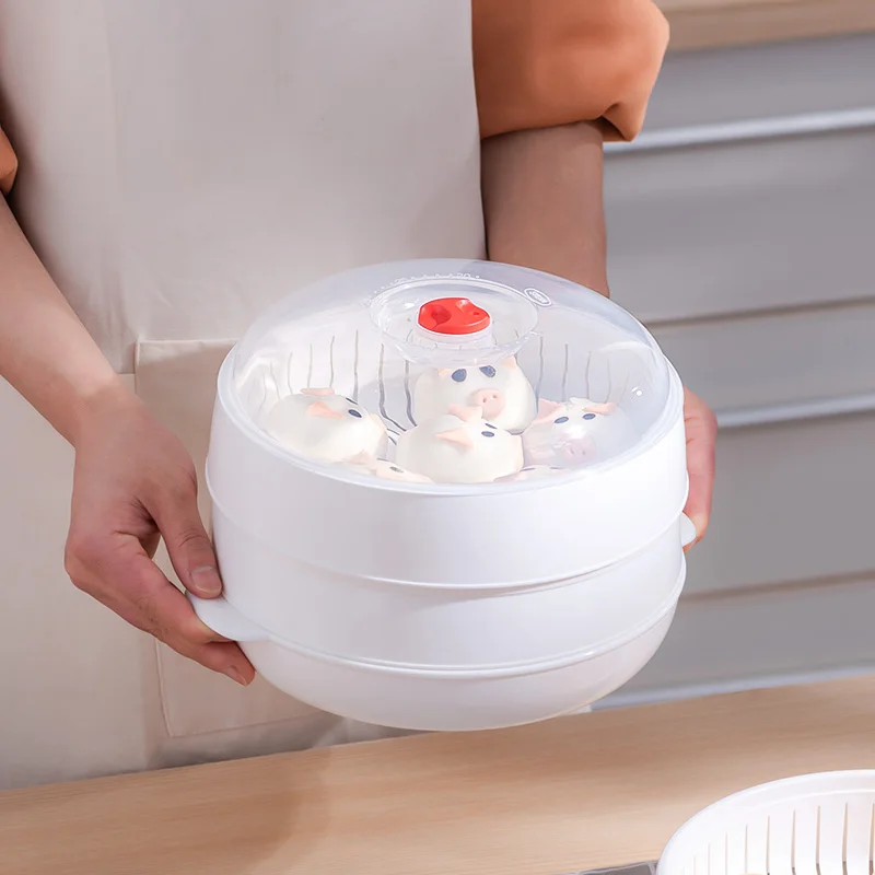 Microwave Oven Steamer Special Steamed Bun Dumpling Container with Lid Durable Rice Multi Layer PP