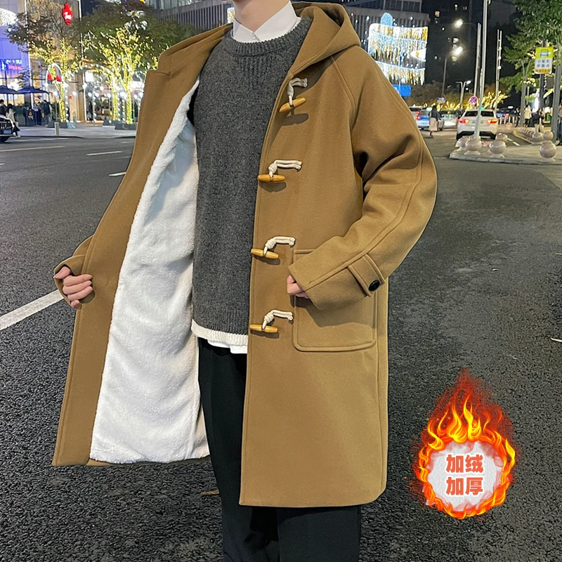 

Zongke Hooded Men's Coats Winter Coat Men Long Clothes Man Jackets Trench Clothing Woolen Wool Free Shipping Long Overcoat 2024