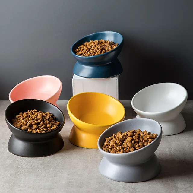 Elevated Cat Bowls Small Dog 15° Tilted Raised Food Feeding Dish Ceramics Stand Feeder for Cats and Puppy 6 Colors Elevated Cat Bowls Small Dog 15° Tilted Raised Food Feeding Dish Ceramics Stand Feeder for Cats and Puppy 6 Colors